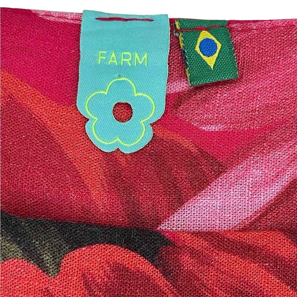 Farm Rio Tiered Maxi Dress Sz M Pink Vibrant Floral Boho Free Spirited Feminine - Picture 12 of 14